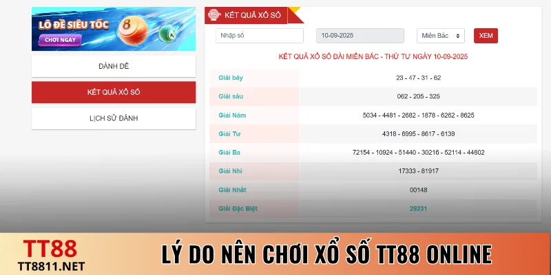 Lý do nên chơi xổ số TT88 online